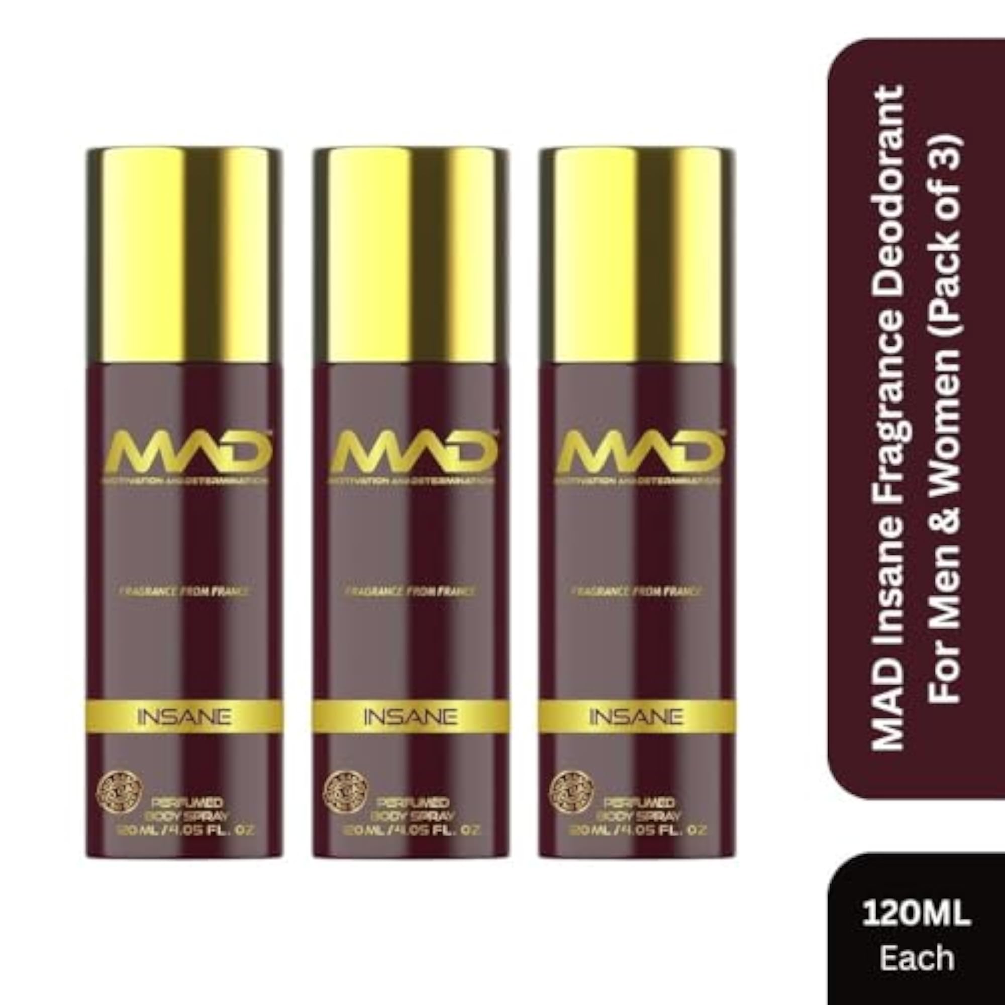 No Gas Insane Deodorant, Pack of 3, 120 ML Each