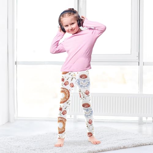 Bagel and Tea Girls Leggings,Workout Leggings for Girls Toddler Athletic Legging Size for 3-10T4