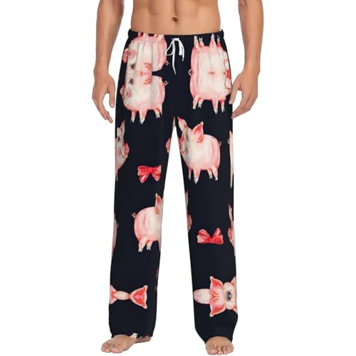 Pantalon de pyjama rouge cochon S-5XL pour homme avec poches