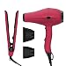 PARWIN PRO Straightener and Blow Dryer Set-1875W Foldable Hair Dryer and 1 inch Flat Iron with Travel Case, Black