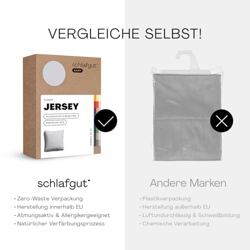 schlafgut Easy Jersey Kissenbezug 40x60 cm 100% Baumwolle, Grey Light – Ansicht 3