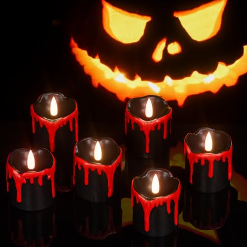 Bougies LED vacillantes noires Eldnacele avec minuteur et effet cire coulante pour décoration