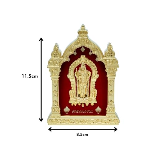 Image of EKA Temple Series Tiruchendur Murugan Swami Table Top Premium Gold Foil Artwork with Metal Stand | Sacred Murugan Temple-Inspired Spiritual Decor for Home, Office & Pooja Space