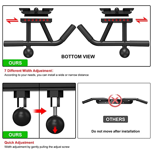 ONETWOFIT Wall Mounted Pull Up Bar Doorway, Adjustable Wall Mount Chin Up Bar with 2 Ball Grips Strength Training Equipment, Multifunctional Exercise Bars Trainer for Indoor Outdoor Home Garage