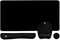 Vista 10 de Reposamuñecas para teclado y mouse grande, alfombrilla de mouse con soporte de muñeca para computadora, almohadilla de teclado de espuma