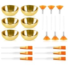 18 Pcs Esthetician Supplies for Facials Set 6 Gold Facial Bowls Esthetician 6 Facial Brushes Esthetician 6 Flat Brushes Face Mask Cosmetic Applicators for Women Facial Mask Mixing Kit Facial Tools