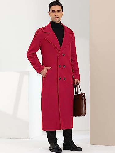 Image of Lars Amadeus Men's Winter Pea Coat Notch Lapel Double Breasted Solid Color Overcoat