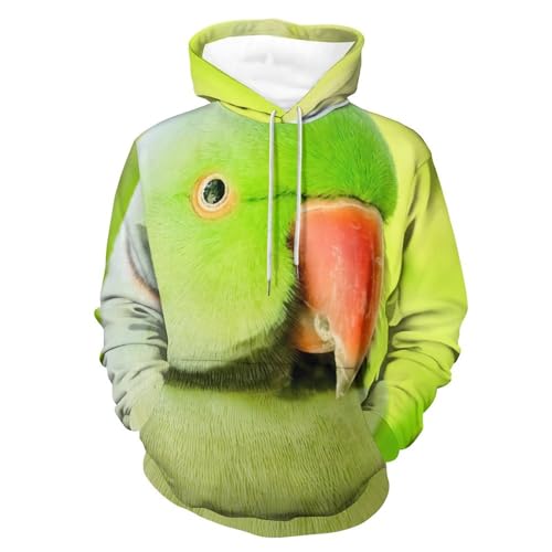 Hoodie perroquet vert pull à capuche manche longue sweatshirt mixte taille S