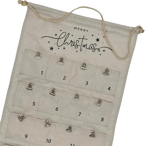 Advent Calendar Photo Board for Pictures - Instant Photo Hanging Display, Reusable Christmas Countdown with Sturdy Clips - Festive Decoration, Photo Collage Board, Advent Activities without Gift Waste