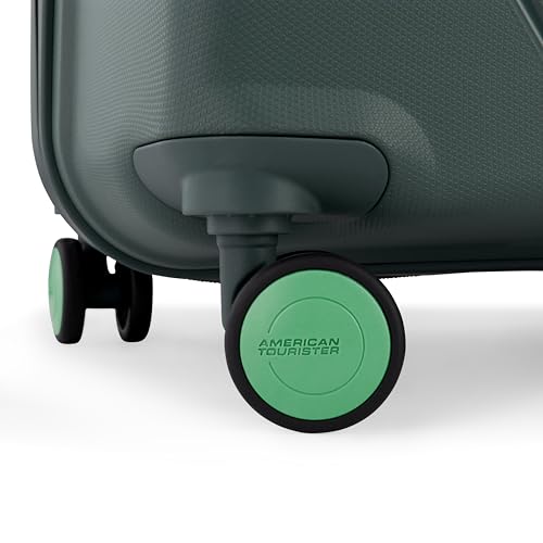 Image of American Tourister Qubiz | Check-in Trolley Bag (80 cm) | 360 8 Wheel Travel Luggage | Hard Case Polypropylene Suitcase | Recessed Combination Lock | Green