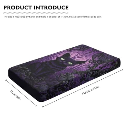 Image of Halloween Baby Crib Sheets for Boys Girls Gothic Cat Cribs Sheet Nursery Bedding Set Fitted for Pack and Play Breathable Mattress Cover Nursery Decor Toddler Gifts