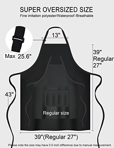 Apronner Plus Size Aprons For Women With Pockets Durable Long Adjustable Bib Kitchen Cooking Black #TOP2