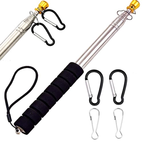 Qiuboluny 2M Teleskop Fahnenstange Handheld Fahnenstange Fahnenmast mit Clips teleskopstab Fahnenstange Ausziehbar für Camping Reise Ausflüge Wettbewerbe Lehrer Reiseleiter