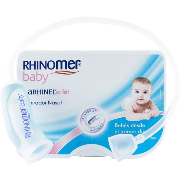 RHINOMER BABY Narhinel Confort aspirador nasal 1 unidad para la higiene de las mucosidades del bebé desde el primer día