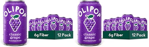 Image of OLIPOP Prebiotic Soda Pop,Classic Grape,Pantry Pack Packed with Prebiotics,Fiber,and Botanicals,Gluten Free,Vegan,GMO Free,12oz,(Pack of 24)