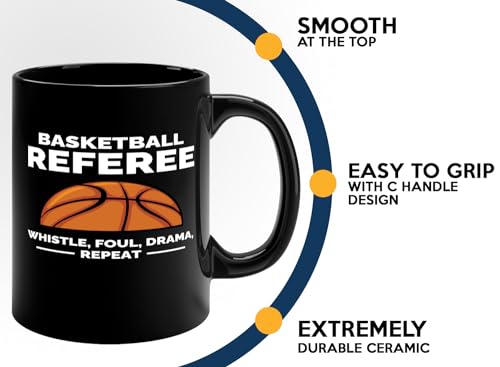Taza de cerámica para árbitro de baloncesto 11oz negra miniatura 5