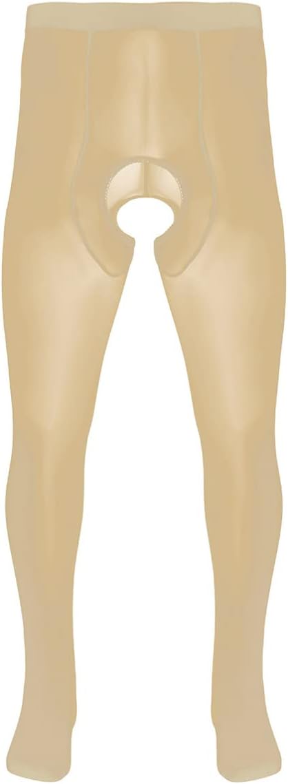 Aislor Men's Sheer Ice Silk Stretchy Closed Toes Pantyhose Stockings Legging Pants Underwear Tights