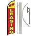 Now Leasing (Red & Yellow) Windless Banner Advertising Flag & Pole Kit - Perfect for Apartments, Condos, Real Estate, Self-Storage