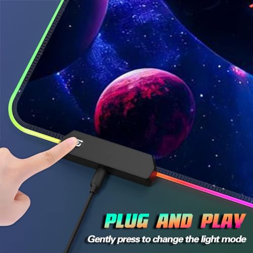 Tapis de souris grand format protégeant le bureau avec éclairage LED anti glisse - 3