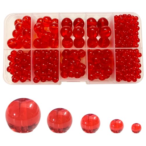 FAPUMOE Red Round Crystal Glass Beads for Jewelry Making (4/6/8/10/12mm)