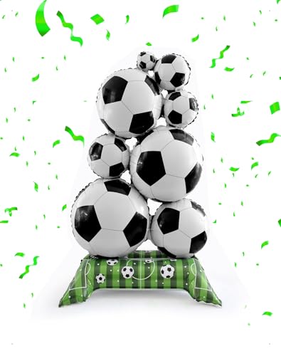KONFEN Ballon Géant en Forme de Football en Aluminium, Décoration Gonflable en Forme de Ballons de Football Empilés, Décoration De Ballon Sur Le Thème Du...
