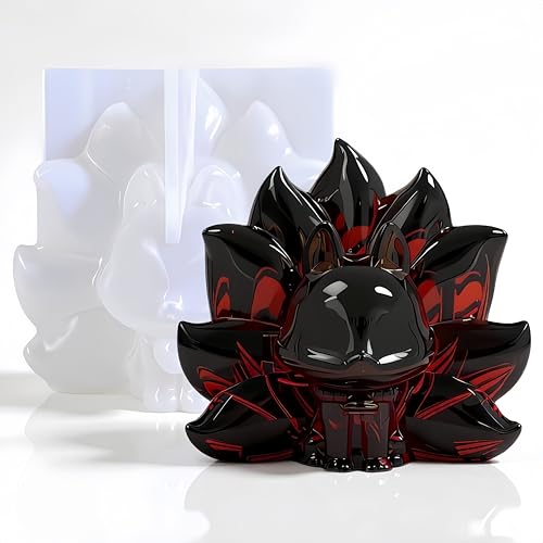 3D Animal Molds for Epoxy Resin, 3D 9 Tailed Fox Silicone Resin Mold for Epoxy Casting, Polymer Clay, Aromatherapy Candle Soap Making, DIY Jewelry Home Decor
