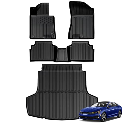 GALVAGNITE Floor Mats for Kia K5 2021-2026/Hyundai Sonata Gas 2020-2026 All Weather Floor Mats Trunk Cargo Liner Accessories Full Coverage Set (Fit FWD Models)