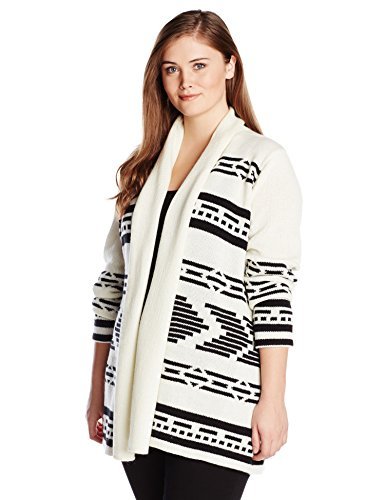 BB DAKOTAWomen's Plus-Size Amya Patterend Cardigan Sweater