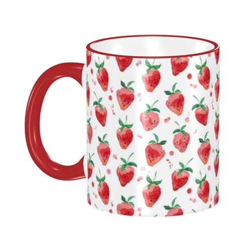 いちご マグカップ コーヒーカップ Red 陶器 朝食カップ ティーカップ 耐熱マグ 保温 耐冷 おしゃれ 大きい ミルクコップ 330ml 雑貨 家庭用 プリント贈り物