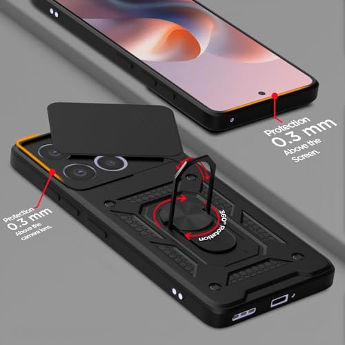 Image of Luxe Back Cover for Motorola G86 Power | D10 Tough Armor Case | Sliding Camera Shield | 360 Protection | Kickstand Ring Holder | Military-Grade Bumper Case