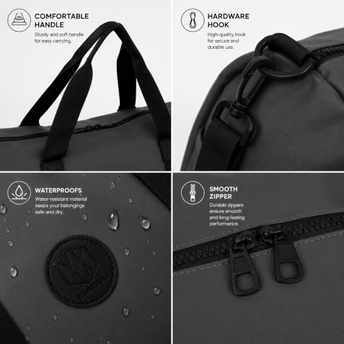 Image of Storite Travel Duffel Bag for Women & Men, Water-Resistant Nylon Weekender Bag with Adjustable Shoulder Strap, Lightweight Overnight Luggage Bag for Travel, Sports & Daily Use (Grey Front Zip)
