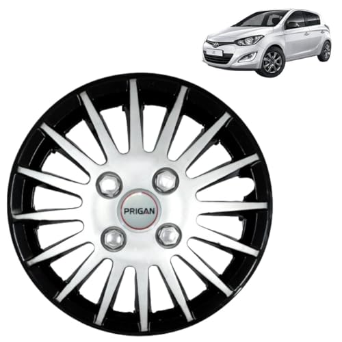 Image of Prigan i20 Elite Black Silver Wheel Cover 14 inch for -i20 Elite (Set of 4 Pcs) (Press Fitting) Model- Camry DC 14