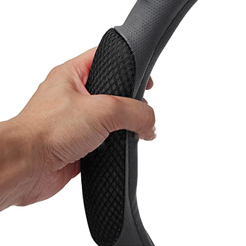 Image of HSR Car Accessories in Universal 15 inch Car Steering Wheel Cover, Emboss Holes, Microfiber, Anti-Slip Matte Finish, Soft Padding Great Hand Feel (Black)