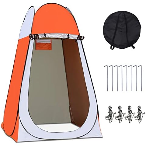 Outdoor Privacy Tent Shower Tent Dressing Tent, Waterproof Portable Up Toilet Tents for Camping, Beach Changing Room Shelter Canopy, 160 * 160 * 240 CM, with Hook Can Hanging 20L Shower Bag (orange) Cover