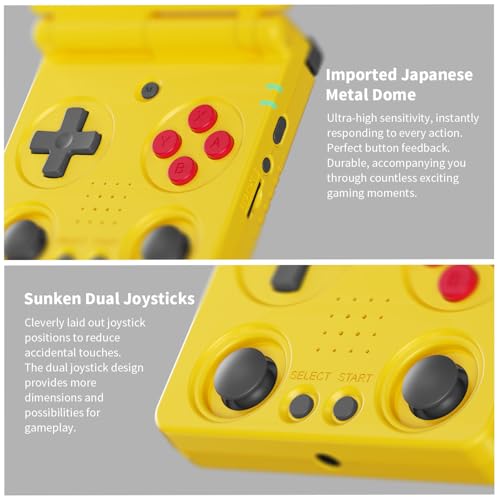 Image of Anbernic RG34XXSP Retro Handheld Game Console RG34XX SP Retro Gaming Console with 64G Preloaded 5000+ Games,3300 mAh Battey, Portable Pocket Arcade Support 30+ Simulators 5G WiFi Bluetooth HD Yellow