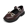 Haloumoning Girls Mary Jane Dress Shoes Chunky Heel Round Toe Strap Flats School Uniform Platform Loafers