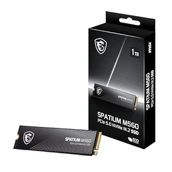 MSI SPATIUM M560 PCIe 5.0 NVMe M.2 1TB Portable SSD, 1TB External Solid State Drive, Speeds Up to 10200MB/s, USB-C, Reliable Storage for Gaming, Students, Professionals, Black