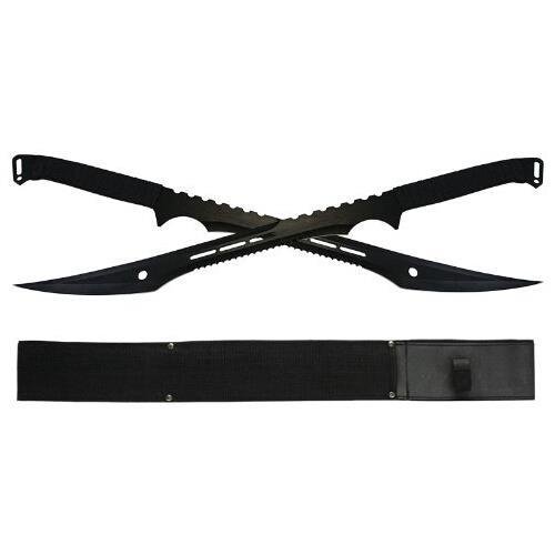 MysticalBlades Two Piece Ninja Blade Set with Cord-Wrapped Handle and Nylon Sheath