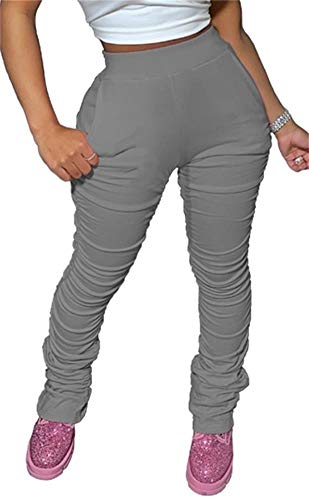 Women's Stretchy Waist Sweatpant Long Joggers Workout Jogging Yoga Casual Stacked Leggings Active Pant