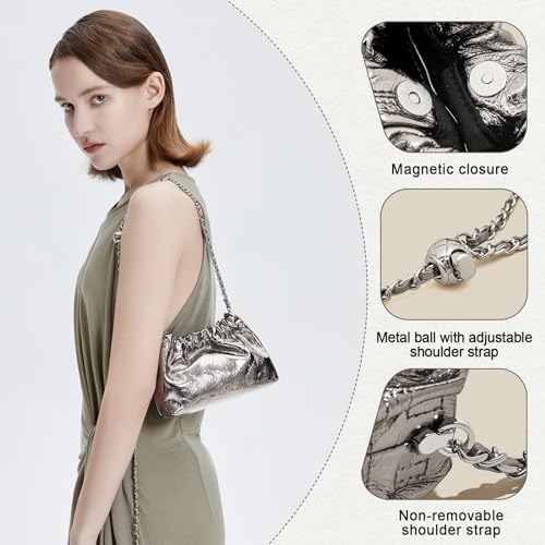 FOXLOVER Mini Size Cell Phone Crossbody Bags for Women Cowhide Leather Trendy Magnetic Closure Purses Chain Straps4