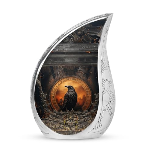 Raven Urns for Human Ashes Adult Female, Urns for Cremation Ashes Mother, Mini Keepsake Urn for Human Ashes, Teardrop Urn, Bird Urn, Memorial Urns for Ashes, Urns for Burial, Miniature Urn 3inch,1pcs
