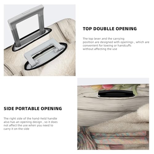 Poodle Wearing Scarf Tulips Vintage Elastic Travel Luggage Covers Dustproof Scratch-Resistant Suitcase Protector Fit 22-24 Inch3