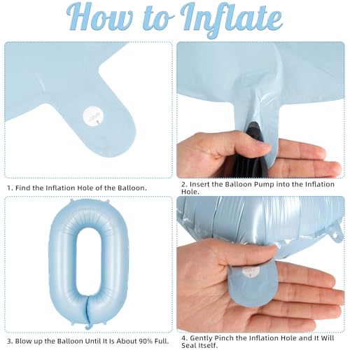 Image of Light Blue Number 0 Balloon, 40 Inch Big Large Foil Number Balloons, Giant Mylar Number 0 Balloons for Birthday Baby Party Decorations Supplies Anniversary
