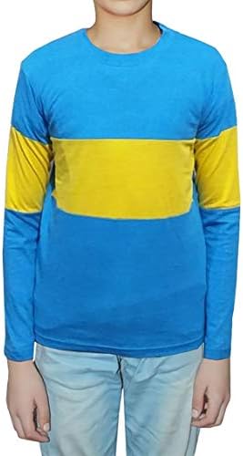 Boys Blue Yellow Striped Jumper Kids Book Week Top Fancy Dress Costume 5-13 Years