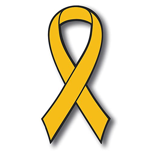 Image of Magnet Me Up Support Childhood Cancer Awareness Gold Ribbon Magnet Decal, 3.5x7 Inches, Automotive Magnet for Car Truck SUV, Any Magnetic Surface, Showing Support or Fundraising, Crafted in USA