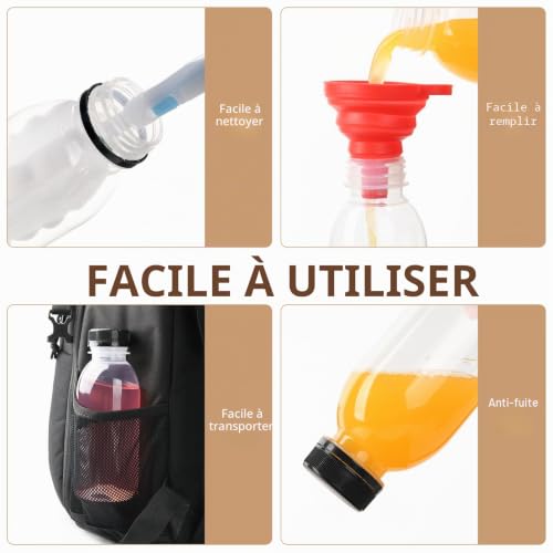 YBCPACK Lot de 12 bouteilles en plastique de 500 ml résistantes à la chaleur à remplir, passent au lave-vaisselle, bouteilles de jus et bouteilles à smoothie réutilisables avec brosse de nettoyage et – vue 4