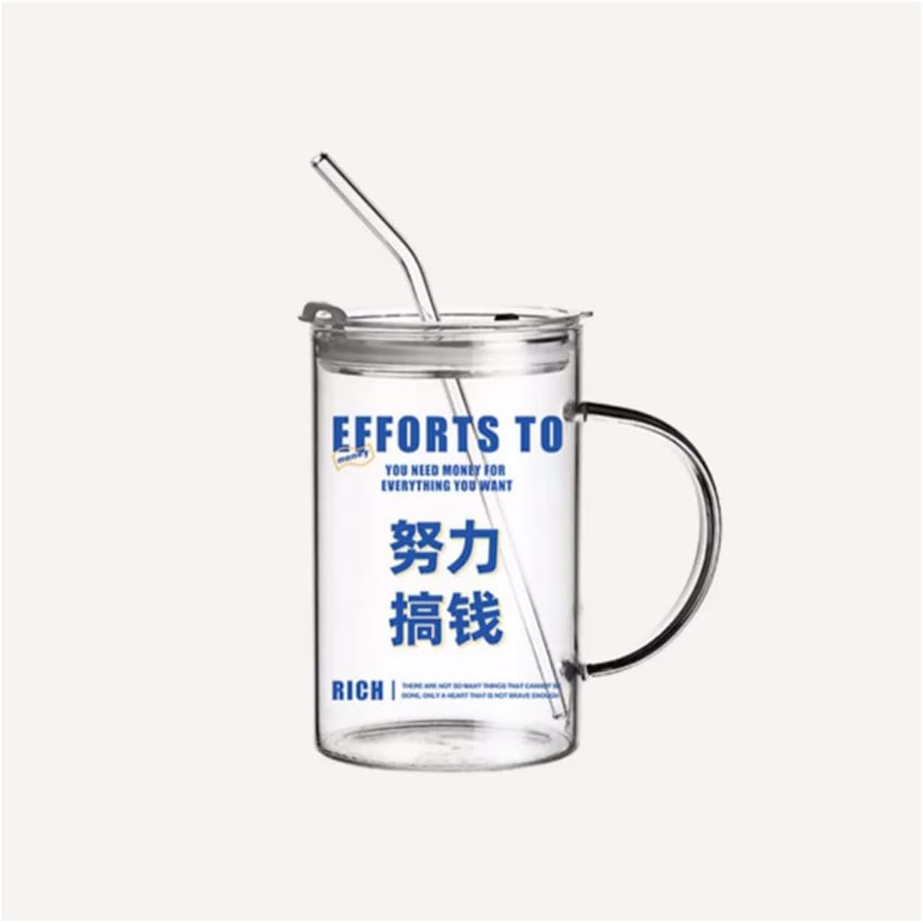 Exquisite Personalized Glass Cup with Straw and lid Home Office Drinking Glasses Tea Mug ice Coffee Glasses Juice Cup 1000ml/35.2oz Practical