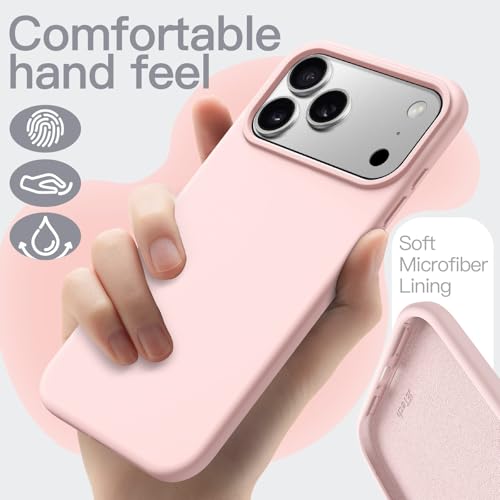 Image of JETech Liquid Silicone Case for iPhone 17 Pro Max 6.9-Inch, Silky Soft Touch Full-Body Protection, Anti-Scratch Shockproof Phone Cover with Microfiber Lining (Light Pink)