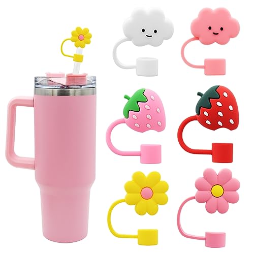 Image of Straw Cover Cap for Stanley Cup,Straw Topper Compatible for 30&40 Oz Tumbler with Handle,10mm 0.4in Dust-Proof Reusable StrawCovers for Christmas Gifts
