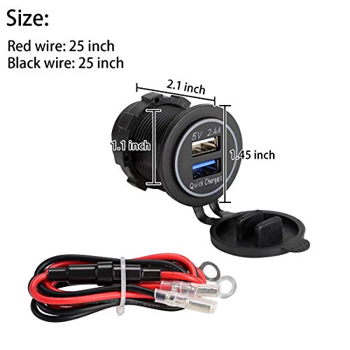 10L0L Golf Cart Dual Usb Charger/Usb Port/Quick Charge 3.0 Usb Outlet Universal Fit Ezgo Club Car And Yamaha, Also Fit Motorcycle,Rv, Atv,Boat Etc.12V~24V Input #TOP5